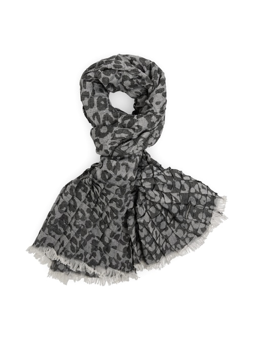 Marc Cain Women's Grey Scarf With Leopard Print, 8 (N1)