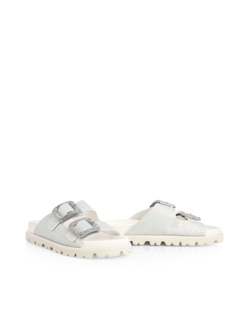 Marc Cain Women's White Strappy Mules With Hotfix Stones, 6 (G4)
