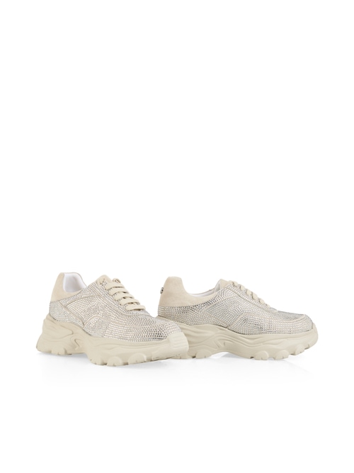 Marc Cain Women's White Chunky Trainers With Rhinestones, 4 (G2)