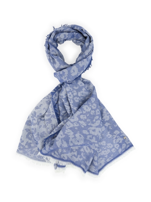 Marc Cain Women's Blue Leopard-Print Scarf, 8 (N1)