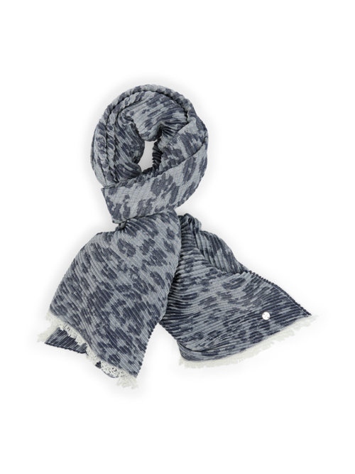 Marc Cain Women's White Pleated Leopard-Print Scarf, 8 (N1)