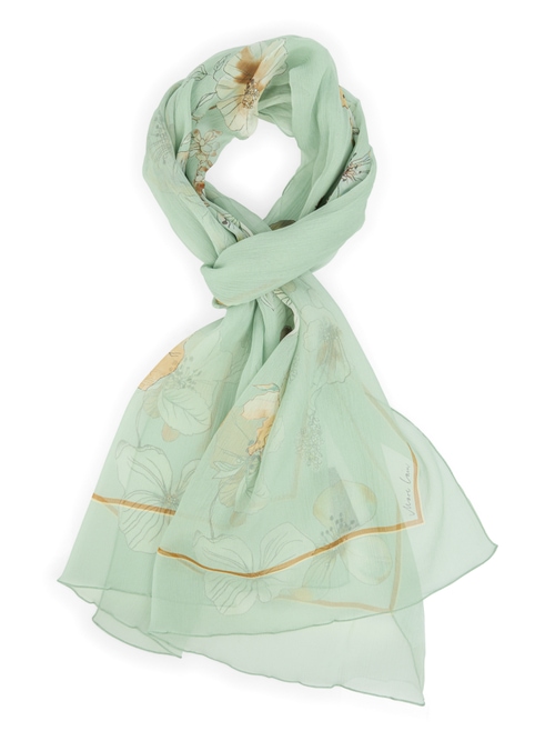 Marc Cain Women's Green Silk Scarf With Floral Print, 8 (N1)