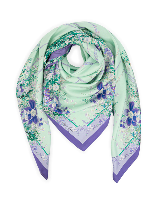 Marc Cain Women's Green Silk Scarf With Floral Print, 8 (N1)