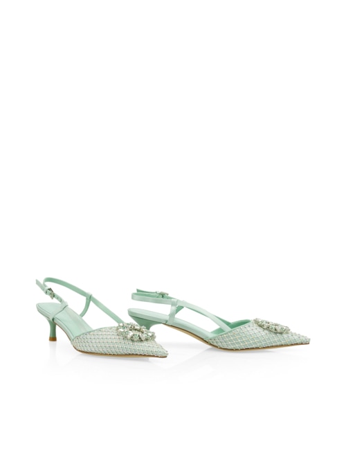 Marc Cain Women's Green Slingback Pumps With Crystal Mesh, 5 (G3)