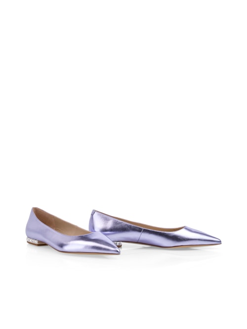 Marc Cain Women's Violet Metallic Calfskin Lace Ballerina Flats, 8 (G6)