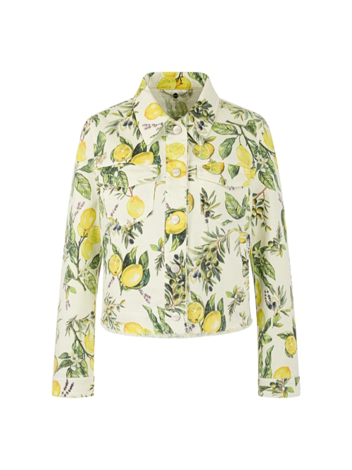 Marc Cain Women's White Denim Jacket With Lemon Print, 12 (N3)