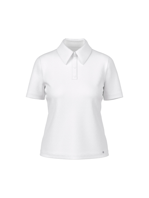 Marc Cain Women's White Polo Shirt In Cotton Stretch, 14 (N4)