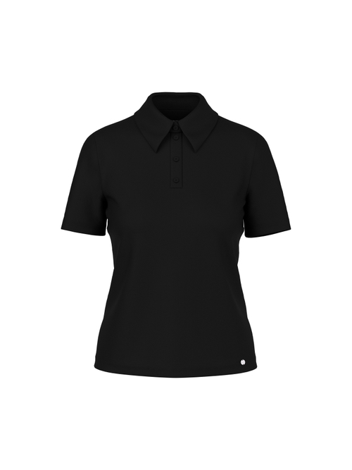 Marc Cain Women's Black Polo Shirt In Cotton Stretch, 10 (N2)