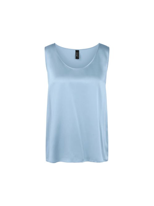 Marc Cain Women's Blue Silk Top With Round Neckline, 12 (N3)