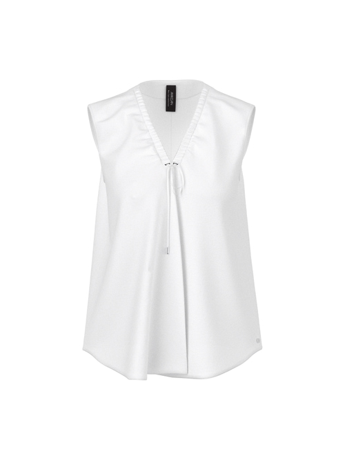 Marc Cain Women's White Vibrant Top With Pleating, 18 (N6)