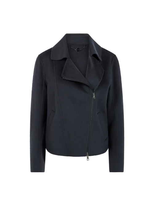 Marc Cain Women's Blue Elegant Wool Jacket In The Biker Style, 12 (N3)