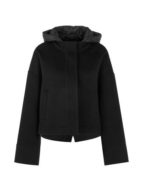 Marc Cain Women's Black Wool Jacket With Hood, 18 (N6)
