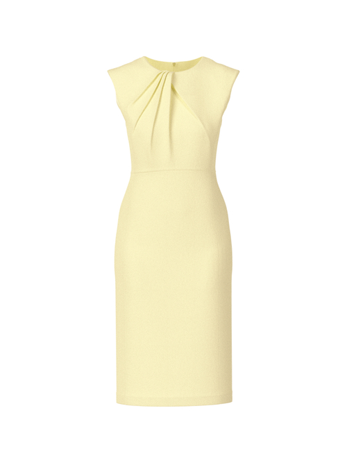 Marc Cain Women's Yellow Fitted Dress With Pleated Detail, 18 (N6)
