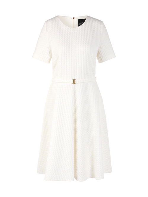 Marc Cain Women's White Knee-Length Waffle Piqué Dress, 10 (N2)