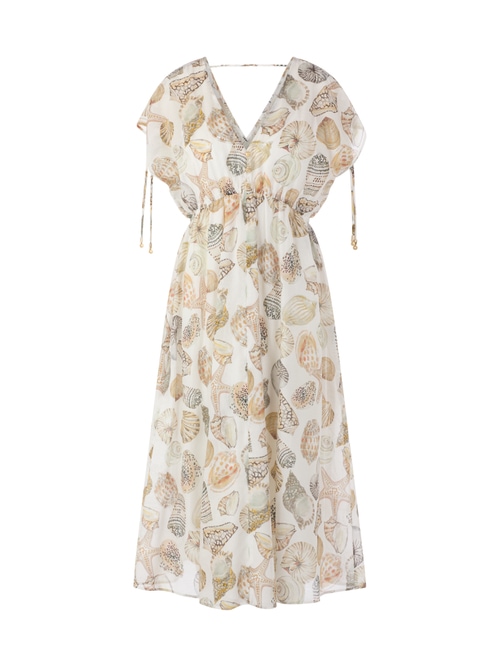 Marc Cain Women's White Mid-Length Dress In Cotton And Silk, 18 (N6)