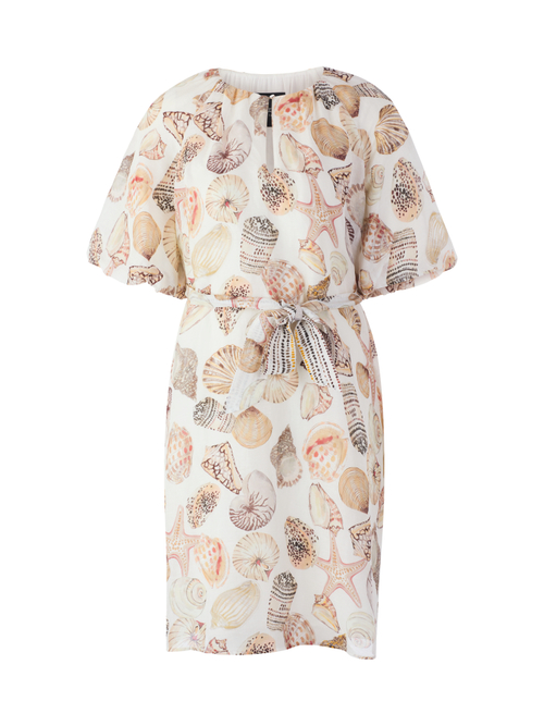 Marc Cain Women's White Mini Dress In Linen And Silk, 12 (N3)