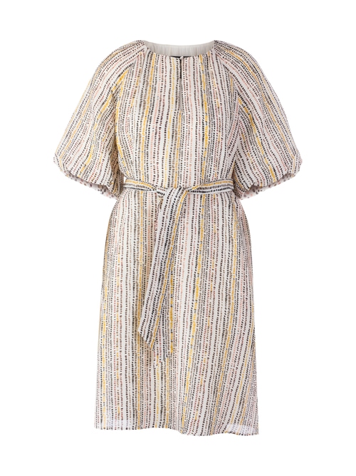 Marc Cain Women's Yellow Mini Dress In Linen And Silk, 12 (N3)