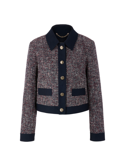 Marc Cain Women's Blue Tweed Jacket With Denim Details, 10 (N2)