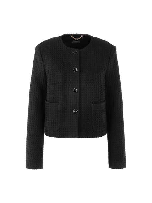 Marc Cain Women's Black Waffle Piqué Jacket With Pockets, 8 (N1)
