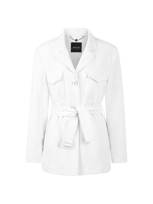 Marc Cain Women's White Caban Jacket With Belt, 16 (N5)