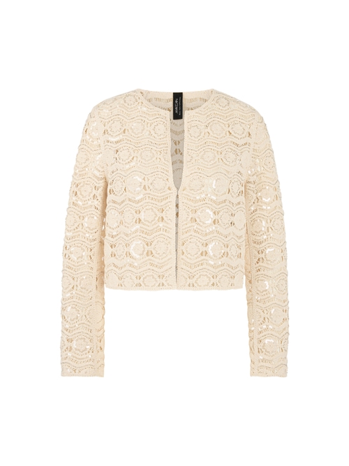 Marc Cain Women's White Openwork Jacket With Mini Beads, 16 (N5)