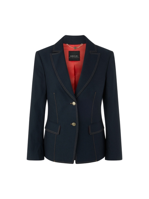 Marc Cain Women's Blue Denim-Look Blazer, 8 (N1)