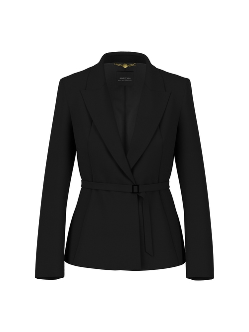 Marc Cain Women's Black Elegant Blazer With Waist Belt, 18 (N6)
