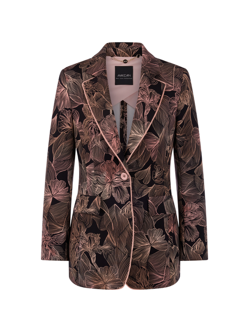 Marc Cain Women's Black Blazer With Floral Print In Scuba Jersey, 18 (N6)