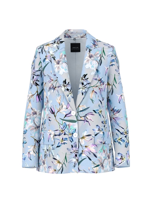 Marc Cain Women's Blue Single-Breasted Blazer With Floral Pattern, 14 (N4)