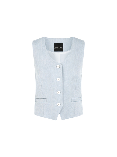 Marc Cain Women's Blue Elegant Fitted Waistcoat, 20 (N7)