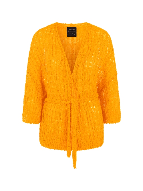 Marc Cain Women's Yellow ‘Rethink Together’ Openwork Cardigan, 8 (N1)