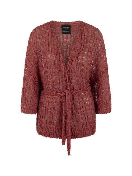 Marc Cain Women's Yellow ‘Rethink Together’ Openwork Cardigan, 8 (N1)
