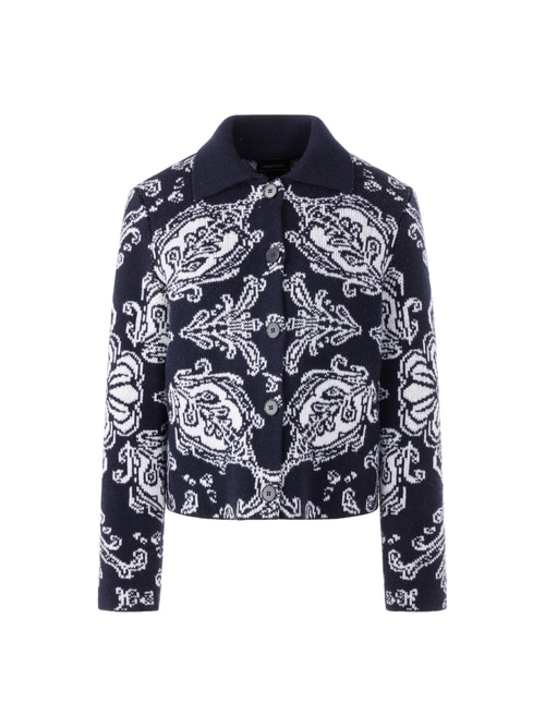 Marc Cain Women's Blue Jacquard Cardigan ‘Rethink Together’, 18 (N6)