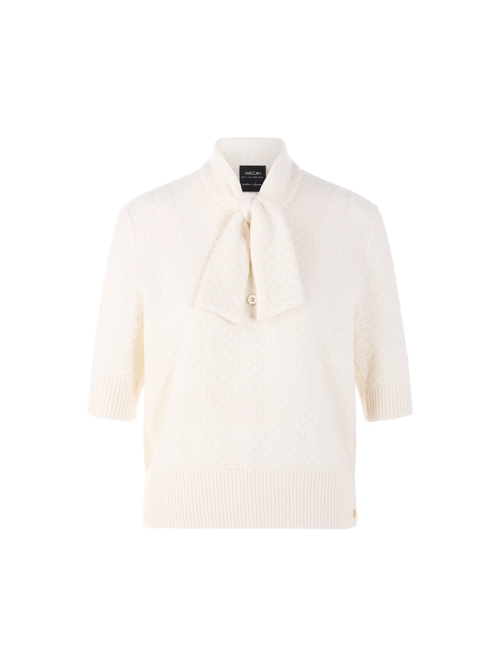 Marc Cain Women's White Bow Jumper ‘Rethink Together’, 16 (N5)