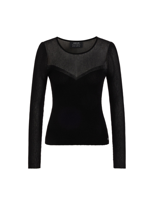 Marc Cain Women's Black ‘Rethink Together’ Ribbed Jumper, 18 (N6)