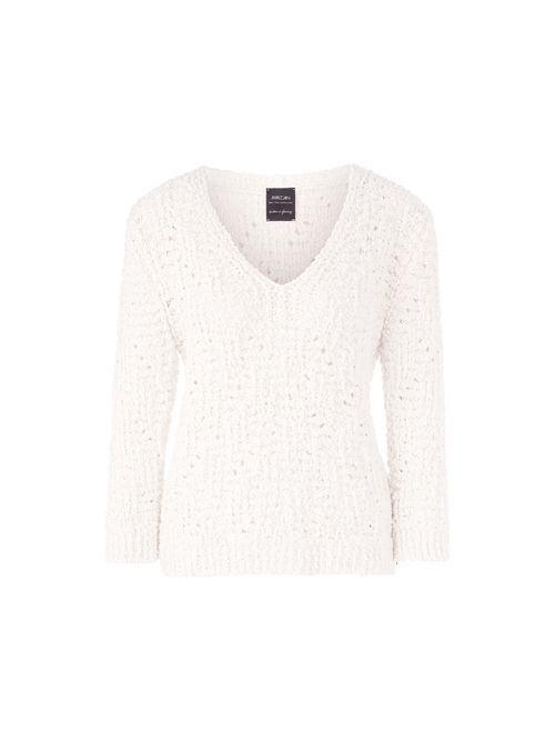 Marc Cain Women's White Chunky Knit Jumper Knitted In Germany, 16 (N5)