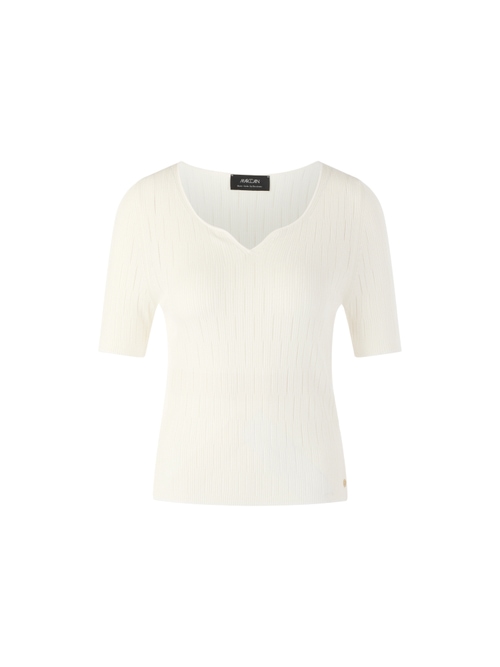 Marc Cain Women's White Short-Sleeved Viscose Stretch Sweater, 18 (N6)