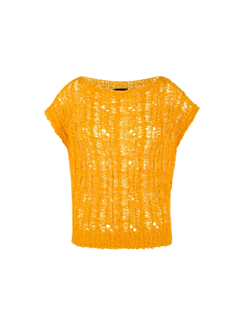 Marc Cain Women's Yellow ‘Rethink Together’ Openwork Jumper, 18 (N6)