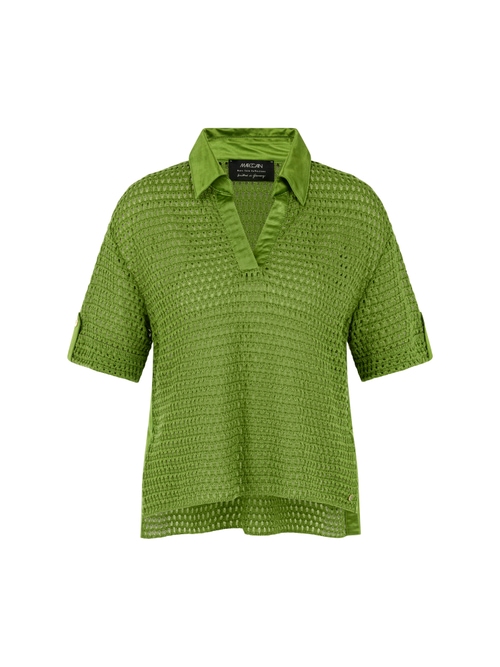 Marc Cain Women's Green ‘Rethink Together’ Openwork Sweater, 18 (N6)