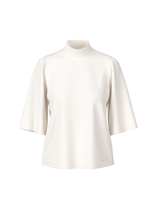 Marc Cain Women's White Loose-Fit T-Shirt With Stand-Up Collar, 8 (N1)