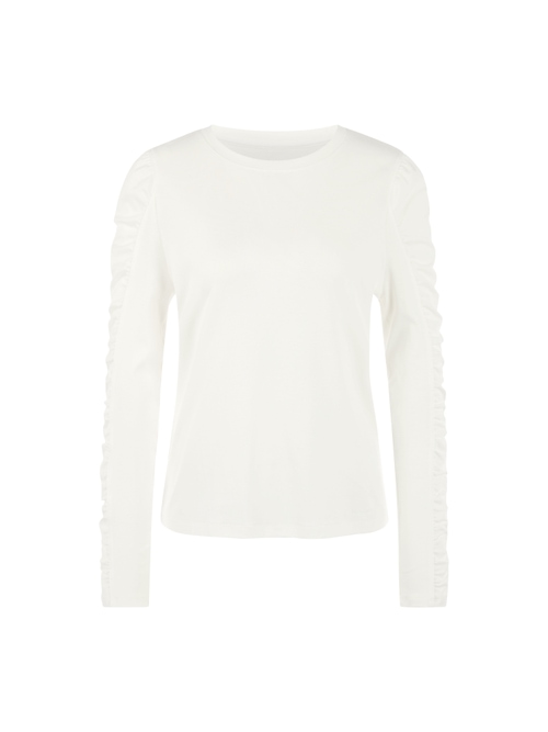 Marc Cain Women's White Long-Sleeved Shirt With Ruffles, 16 (N5)