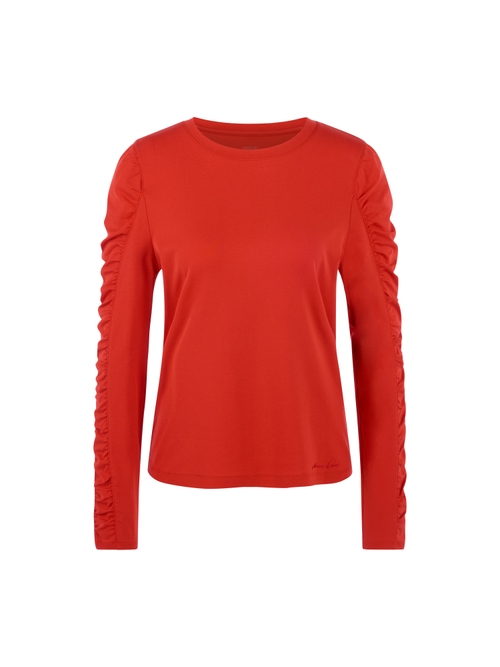Marc Cain Women's Red Long-Sleeved Shirt With Ruffles, 16 (N5)