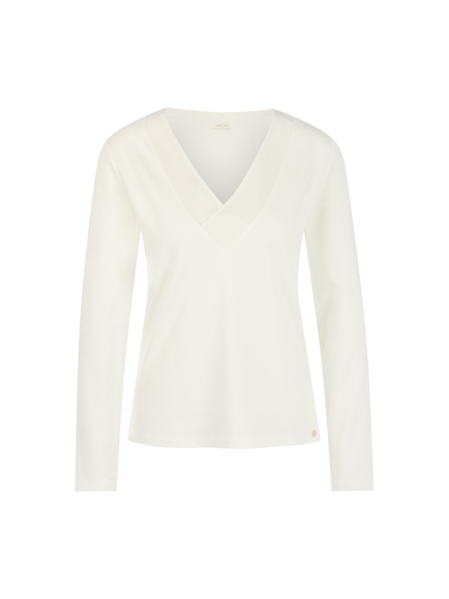 Marc Cain Women's White Long-Sleeved Top With Silk Trim, 14 (N4)