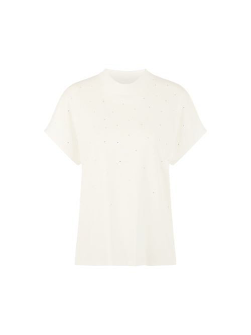 Marc Cain Women's White Short-Sleeved T-Shirt With Hotfix Stones, 20 (N7)