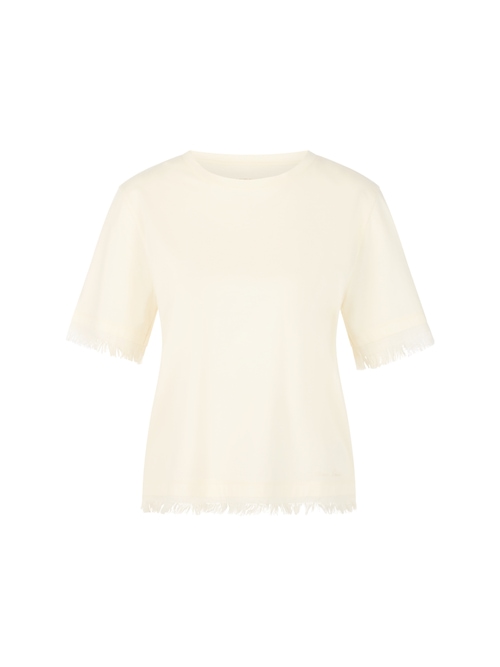 Marc Cain Cotton shirt with fringe, white, 36 (N2)