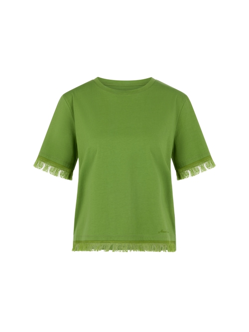 Marc Cain Women's Green Cotton Shirt With Fringe, 16 (N5)