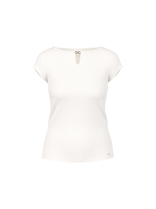 Marc Cain Women's White Stretch Cotton Shirt With Cut-Out, 10 (N2)