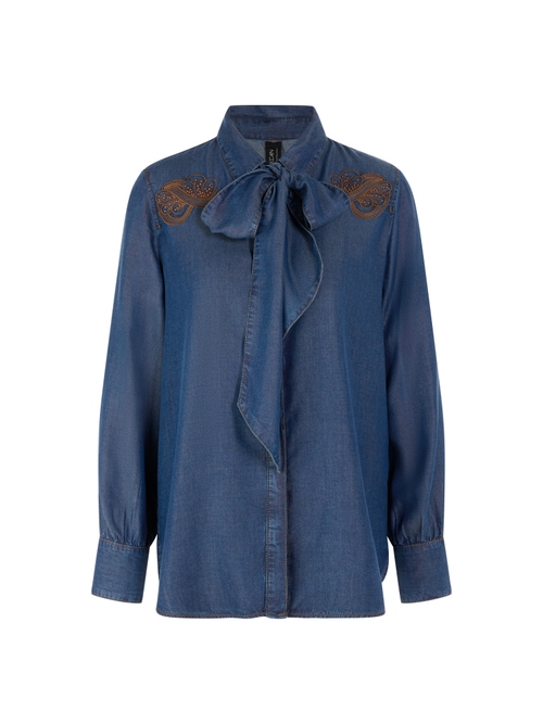 Marc Cain Women's Blue Denim Blouse ‘Rethink Together’, 8 (N1)