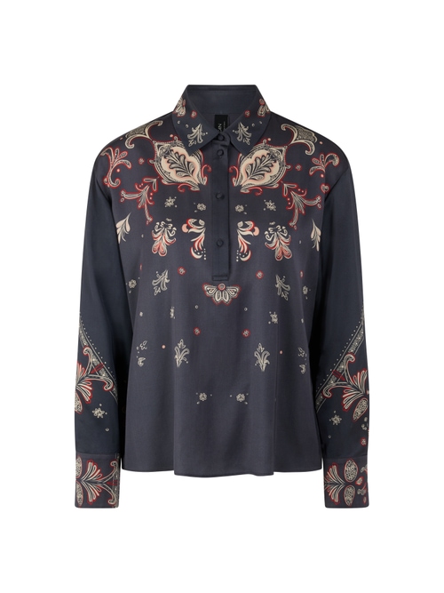 Marc Cain Women's Blue Flowing Blouse With Paisley Pattern, 14 (N4)