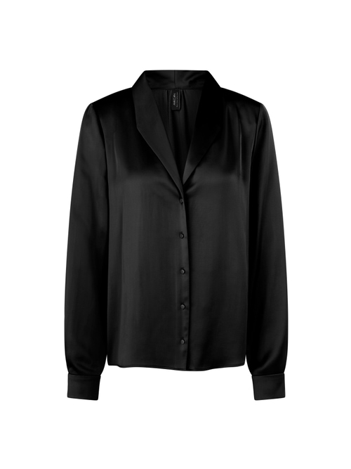 Marc Cain Women's Black Blouse With Lapel Collar, 20 (N7)
